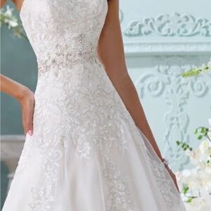 David Tutera White Embellished Wedding Gown